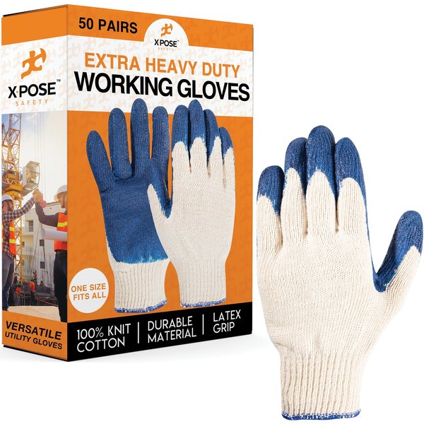 Xpose Safety Blue Palm Working Gloves, 50PK BPG-50-X-S